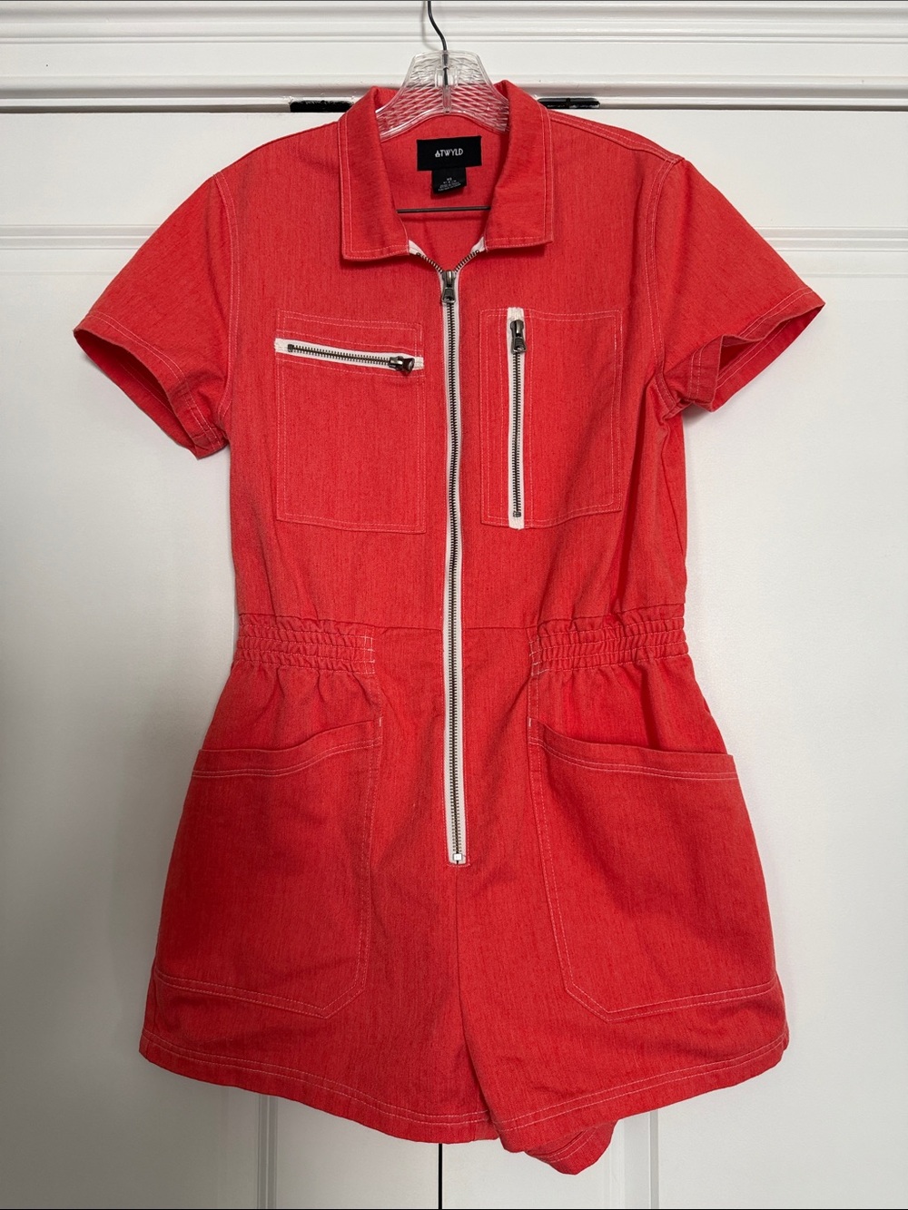 ATWYLD Red Zip-Front Short Romper